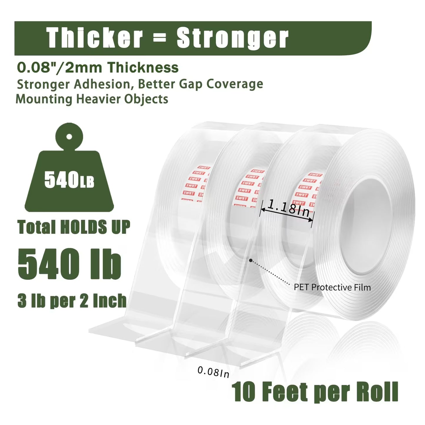 SWRT Double-Sided Nano Tape - 3 Roll Pack (30ft) SWRT